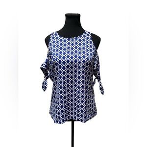 Banana Republic Navy and White Geometric Blouse XS GUC